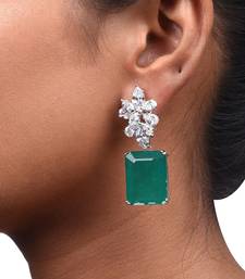 Green Diamond Cluster Top With Big Emerald Rectangle Drop