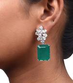 Green Diamond Cluster Top With Big Emerald Rectangle Drop
