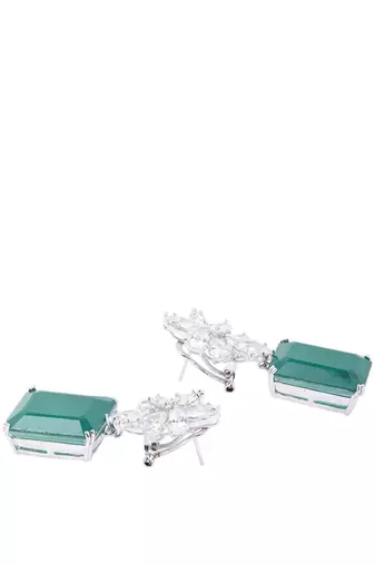 Green Diamond Cluster Top With Big Emerald Rectangle Drop
