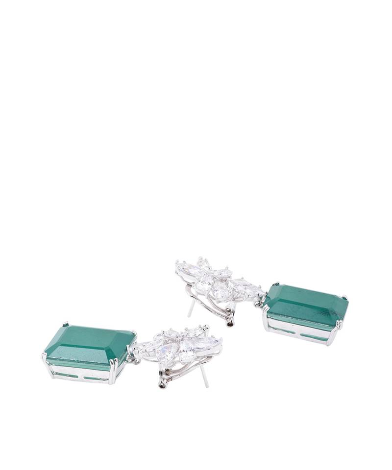 Green Diamond Cluster Top With Big Emerald Rectangle Drop