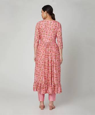 Pink Gather Kurta Set 2