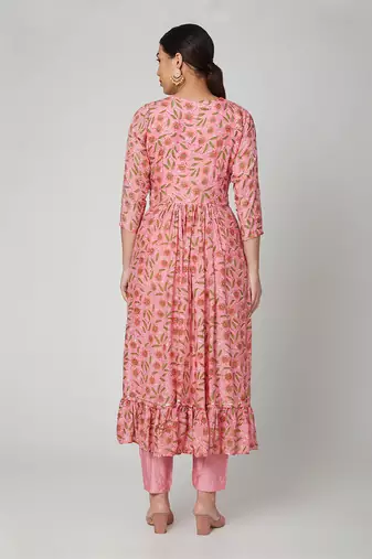 Pink Gather Kurta Set