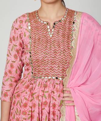Pink Gather Kurta Set 3