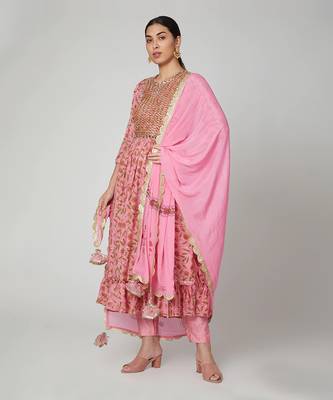 Pink Gather Kurta Set 5