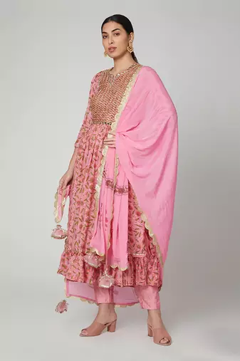 Pink Gather Kurta Set