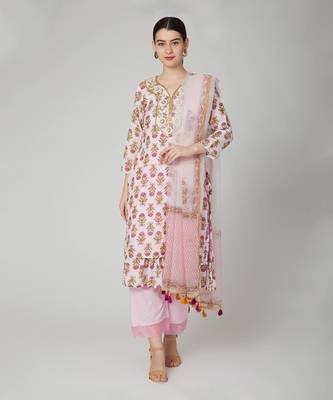 Blush Pink Frill Kurta Set 1