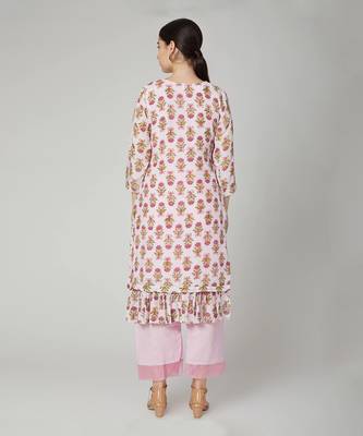 Blush Pink Frill Kurta Set 2