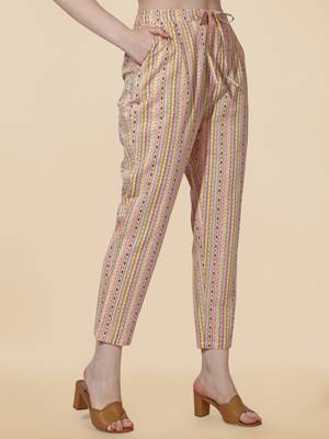 Off White, Pink Printed Embroidery Cotton Kurta With Pant and Dupatta Set 4