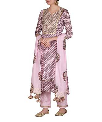 Pink Gold Jaal Kurta Set 1