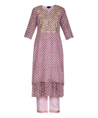 Pink Gold Jaal Kurta Set 2