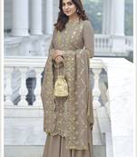 Beige Designer Multy Thread Embroidery WorkFaux GeorgetteunstitchedLong Length KameezPantcotton salwar suit