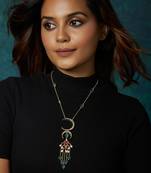 Kundan Polki Red And Green Long Necklace