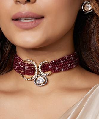 Royal Red Polki Choker Set 2