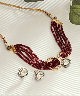 Royal Red Polki Choker Set 3