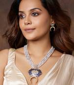 Blue Enamelled Beaded Necklace Set