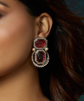 Antique Carved Red Earrings 2