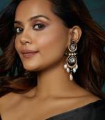 Kundan Polki Pearl Chandelier Earrings