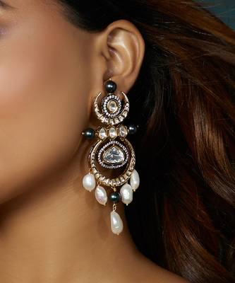 Kundan Polki Pearl Chandelier Earrings 2