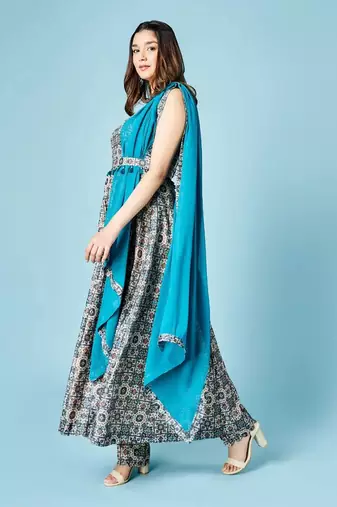 Teel Blue Anarkali