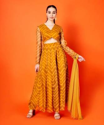 Mustard Chevron Anarkali 1