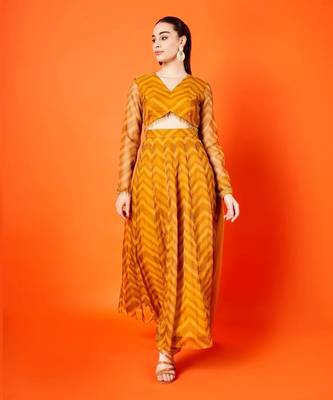 Mustard Chevron Anarkali 2