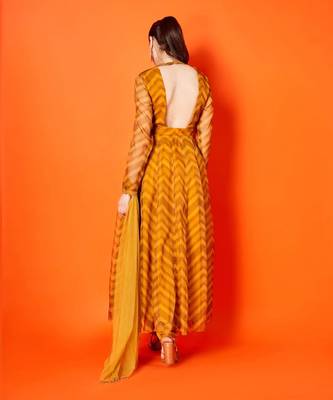 Mustard Chevron Anarkali 3