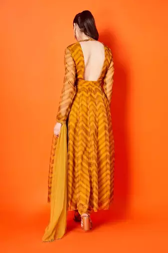 Mustard Chevron Anarkali