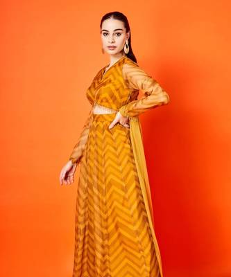 Mustard Chevron Anarkali 4