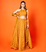 Mustard Yellow Chevron Lehenga Set