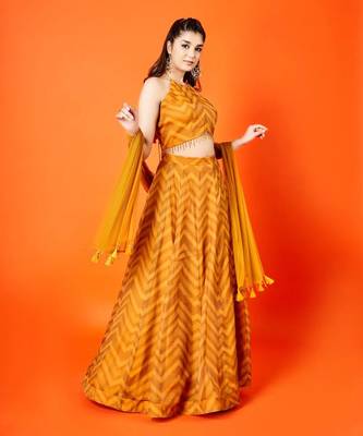 Mustard Yellow Chevron Lehenga Set 2