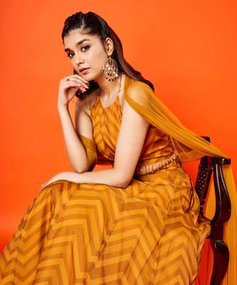 Mustard Yellow Chevron Lehenga Set 4