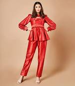 Vermillion Red Peplum Set