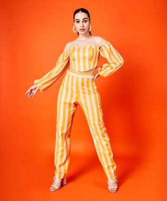 Cyber Yellow Stripes Pant Set 1