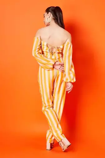 Cyber Yellow Stripes Pant Set