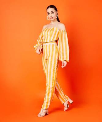Cyber Yellow Stripes Pant Set 3