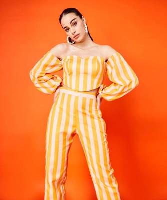 Cyber Yellow Stripes Pant Set 4