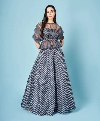 Ash Grey Chevron Skirt Set 1