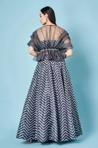 Ash Grey Chevron Skirt Set
