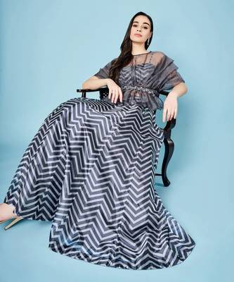 Ash Grey Chevron Skirt Set 4