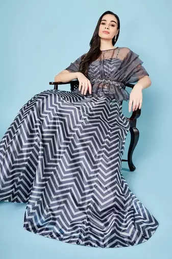 Ash Grey Chevron Skirt Set