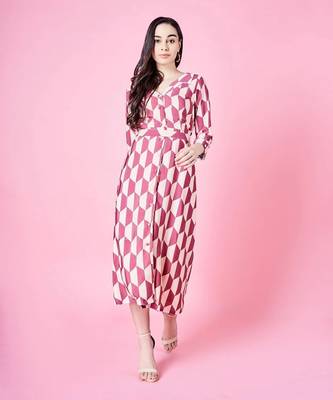 Caramel Brown And Cream Abstract Dress 1