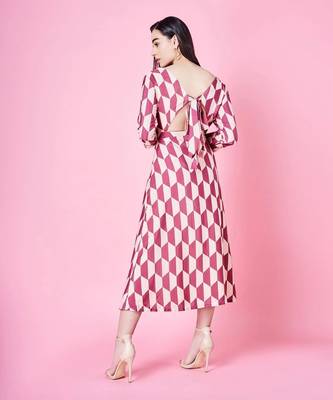 Caramel Brown And Cream Abstract Dress 3