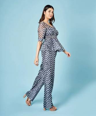 Ash Grey Chevron Peplum Set 2