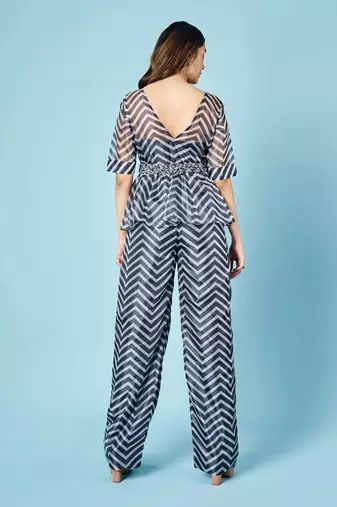 Ash Grey Chevron Peplum Set