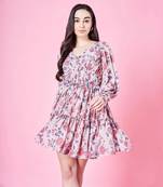 Beige And Cherry Red Short Dress