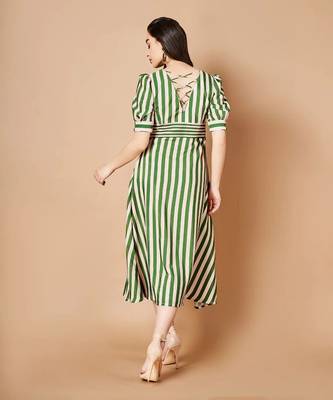 Forest Green Stripe Dress 3
