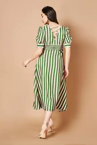 Forest Green Stripe Dress