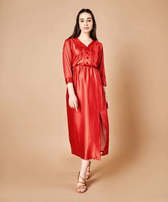 Vermillion Red Slit Dress 1