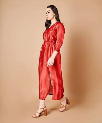 Vermillion Red Slit Dress 3