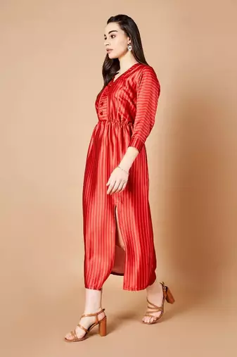 Vermillion Red Slit Dress